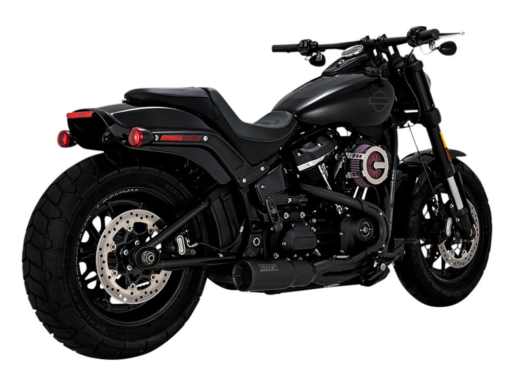 Hi-Output 2-into-1 Exhaust - Black. Fits Softail 2018-2024 Non-240 Tyre Models - Image 2