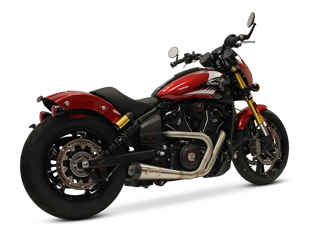 Comp-S 2-into-1 Exhaust - Stainless Steel with Carbon Fiber End Cap. Fits Indian Scout 2025up - Image 2