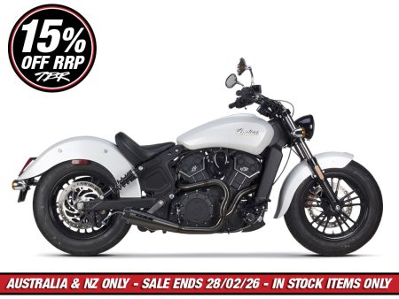 Comp-S 2-into-1 Exhaust - Black with Carbon Fiber End Cap. Fits Indian Scout 2015-2024 & also fits Victory Octane.