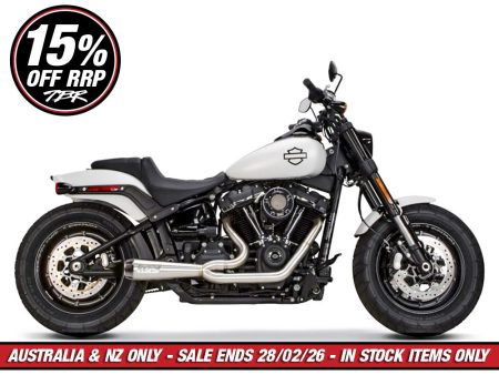 Comp-S 2-into-1 Exhaust - Stainless Steel with Carbon Fiber End Cap. Fits Softail 2018-2024 with Non-240 Rear Tyre.