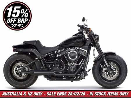 Megaphone Gen II 2-into-1 Exhaust - Black. Fits Softail 2018-2024 with Non-240 Rear Tyre.