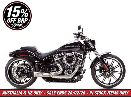 Shorty Turnout 2-into-1 Exhaust - Stainless Steel with Black End Cap. Fits Softail 2018-2024