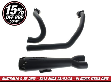 Comp-S 2-into-1 Exhaust - Black with Carbon Fiber End Cap. Fits Indian Cruiser 2022up