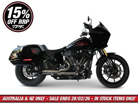 Shorty Turnout 2-into-1 Exhaust - Stainless Steel with Black End Cap. Fits Softail 2025up with Non-240 Rear Tyre