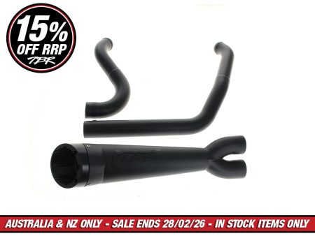 Shorty Turnout 2-into-1 Exhaust - Black with Black End Cap. Fits Softail 2025up with Non-240 Rear Tyre