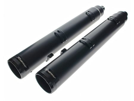 4.5in. Slip-On Mufflers - Black with Black End Caps. Fits Indian Big Twin 2014up with Hard Saddle Bags.