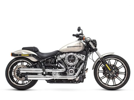 3-1/2in. Slip-On Mufflers - Chrome with Contrast Cut Black End Caps. Fits Softail Slim, Street Bob, Standard & Low Rider Models 2018-2024 & Breakout & Fat Boy 2018up