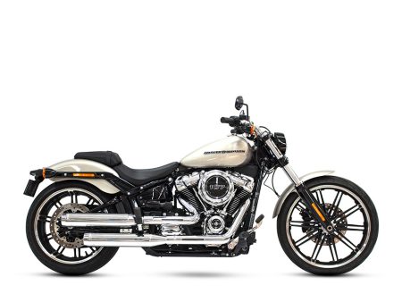 3-1/2in. Slip-On Mufflers - Chrome with Chrome End Caps. Fits Softail Slim, Street Bob, Standard & Low Rider Models 2018-2024 & Breakout & Fat Boy 2018up