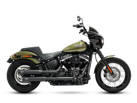3-1/2in. Grand National Slip-On Mufflers - Black with Black End Caps. Fits Softail Slim, Street Bob, Standard & Low Rider Models 2018-2024 & Breakout & Fat Boy 2018up