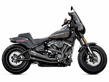 Grand National 2-into-2 Exhaust - Black with Black End Caps. Fits Street Bob, Low Rider, Slim, Fat Bob & Deluxe 2018-2024