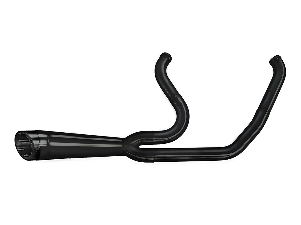 Shorty Turnout 2-into-1 Exhaust - Black with Black End Cap. Fits Softail 2018-2024