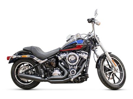 Low Cat 2-into-1 Exhaust - Black. Fits Softail 2018-2024 Non-240 Tyre Models