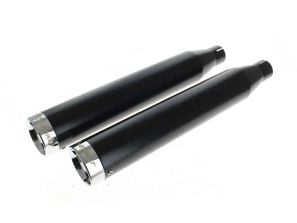 3in. Slip-On Mufflers - Black with Chrome End Caps. Fits Softail Deuce 2007 & Fat Boy 2007-2017