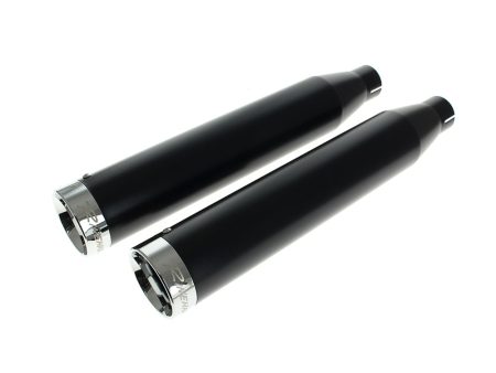 3in. Slip-On Mufflers - Black with Chrome End Caps. Fits Dyna 1995-2017