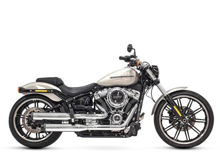 3-1/2in. Slip-On Mufflers - Chrome with Contrast Cut Black End Caps. Fits Softail Slim, Street Bob, Standard & Low Rider Models 2018-2024 & Breakout & Fat Boy 2018up
