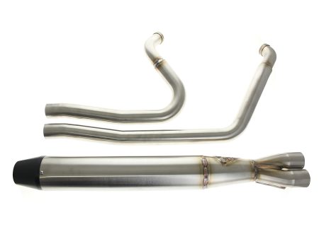 Full Length 2-into-1 Exhaust with Billet End Cap - Stainless Steel. Fits Touring 1995-2016.