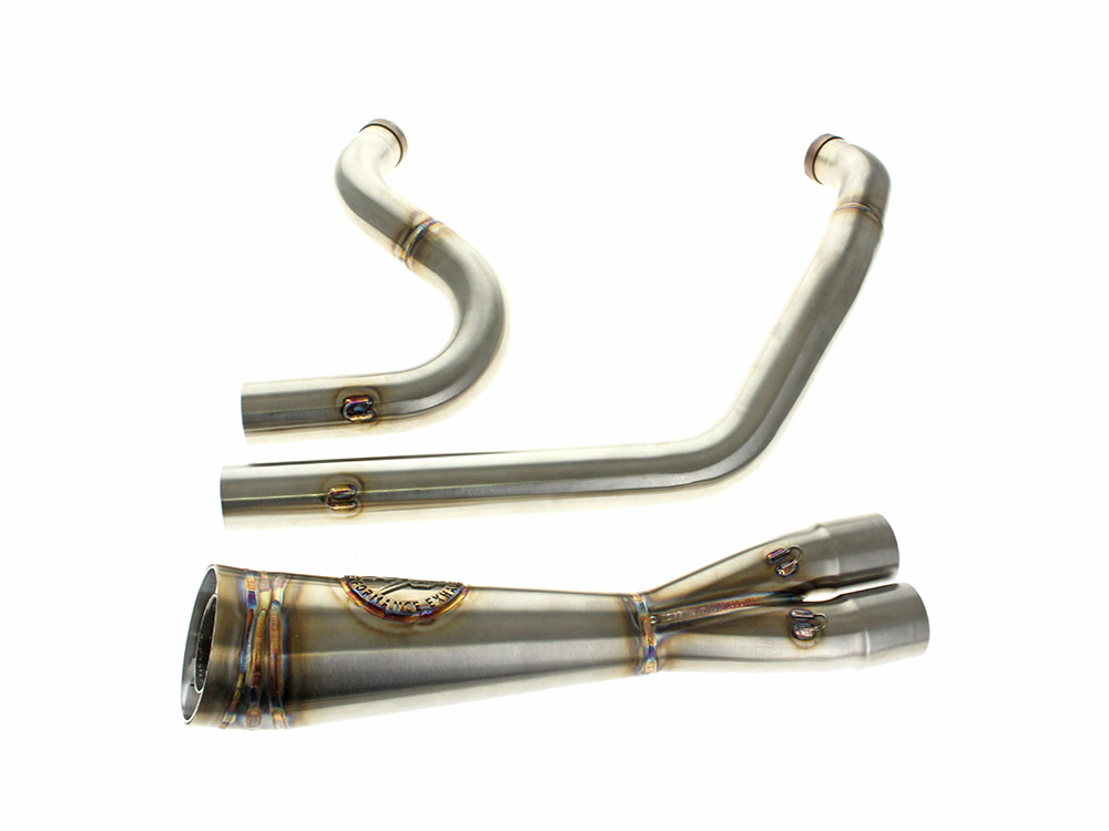 Shorty 2-into-1 Exhaust with RT End Cap - Stainless Steel. Fits Touring 2017up.
