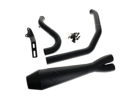 2-into-1 4.5in. Big Bore Exhaust - Black. Fits Softail 2018up Non-240 Rear Tyre Models.