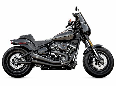 Grand National 2-into-2 Exhaust - Black with Black End Caps. Fits Street Bob, Low Rider, Slim, Fat Bob & Deluxe 2018-2024