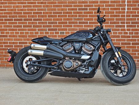 4in. Grand National Slip-On Mufflers - Stainless Steel with Black End Cap. Fits Sportster S 2021up