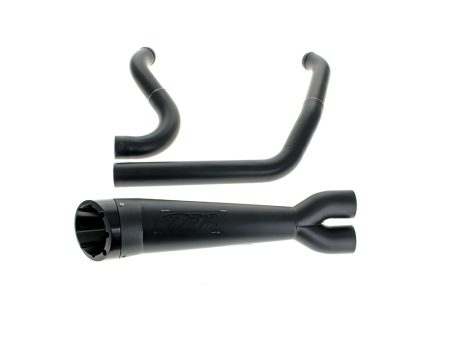 Shorty Turnout 2-into-1 Exhaust - Black with Black End Cap. Fits Softail Breakout & Fat Boy 2018up