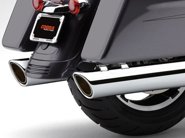 4in. 909 Back Slash Slip-On Mufflers - Chrome. Fits Touring 2017up. COBRA EXHAUST - Image 2