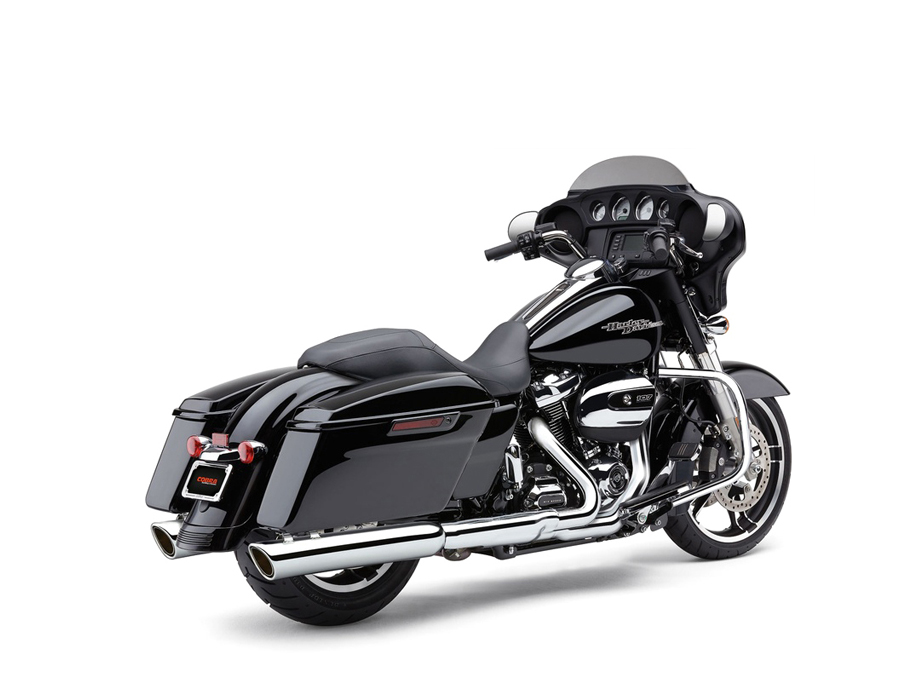 4in. 909 Back Slash Slip-On Mufflers - Chrome. Fits Touring 2017up. COBRA EXHAUST