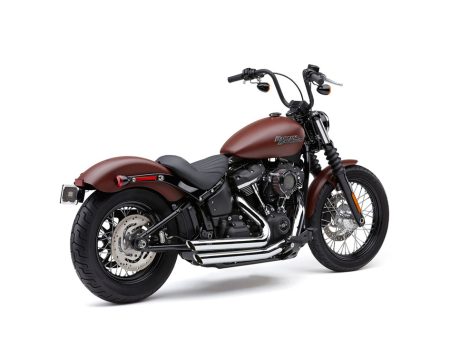 Speedster Slashdown Exhaust - Chrome with Chrome Tips. Fits Street Bob 2018-2024 & Standard 2020-2024, Deluxe & Low Rider 2018-2020 & Softail Slim 2018-2021 COBRA EXHAUST