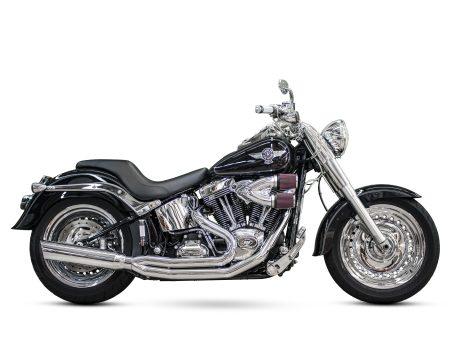 Boarzilla 2-into-1 Exhaust - Chrome. Fits Softail 1986-2017. D&D EXHAUST