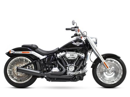 Low Cat 2-into-1 Exhaust - Black. Fits Breakout & Fat Boy 2018up & FXDR 2019up. D&D EXHAUST