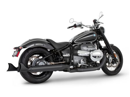 4in. Two-Step Slip-On Mufflers - Black with Sharktail Tips. Fits BMW R-18 2021up. FREEDOM PERFORMANCE EXHAUST