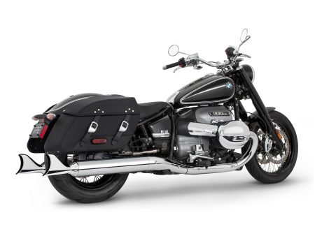 4in. Two-Step Slip-On Mufflers - Chrome with Sharktail Tips. Fits BMW R-18 Classic 2021up. FREEDOM PERFORMANCE EXHAUST
