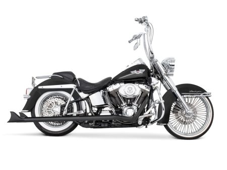 36in. True Dual SharkTail Exhaust - Black. Fits Softail 2007-2017. FREEDOM PERFORMANCE EXHAUST