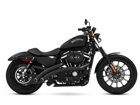 Radical Radius Exhaust - Black with Black End Caps. Fits Sportster 1986-2021. FREEDOM PERFORMANCE EXHAUST
