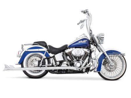 39in. True Dual SharkTail Exhaust - Chrome. Fits Softail 2007-2017. FREEDOM PERFORMANCE EXHAUST