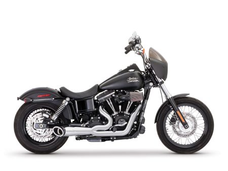 2-into-1 Turnout Exhaust with Chrome Finish & Black End Caps. Fits Dyna 2006-2017. FREEDOM PERFORMANCE EXHAUST