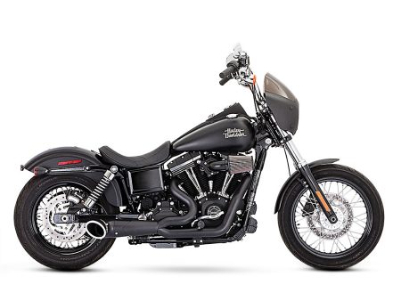 Turnout 2-into-1 Exhaust - Black with Black End Cap. Fits Dyna 2006-2017. FREEDOM PERFORMANCE EXHAUST