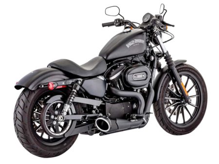 Combat 2-into-1 Exhaust - Black with Black End Cap. Fits Sportster 2004-2021 FREEDOM PERFORMANCE EXHAUST
