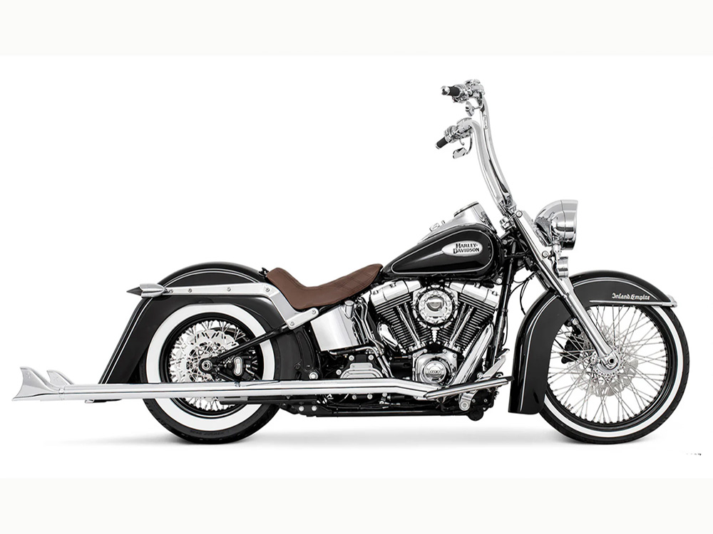 42in. True Dual SharkTail Exhaust - Chrome. Fits Softail 2007-2017 FREEDOM PERFORMANCE EXHAUST