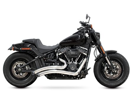 Sharp Curve Radius Exhaust - Chrome with Black End Caps. Fits Softail 2018up. FREEDOM PERFORMANCE EXHAUST