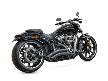 Sharp Curve Radius Exhaust - Black with Black End Caps. Fits Softail 2018up. FREEDOM PERFORMANCE EXHAUST