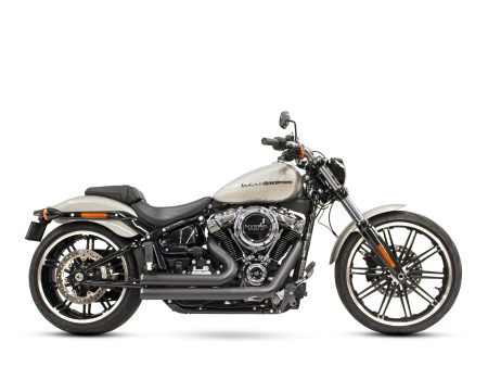 Independence Shorty Exhaust - Black with Black End Caps. Fits Softail 2018up. FREEDOM PERFORMANCE EXHAUST
