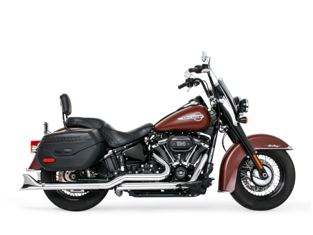 33in. True Dual SharkTail Exhaust - Chrome. Fits Softail 2018up. FREEDOM PERFORMANCE EXHAUST