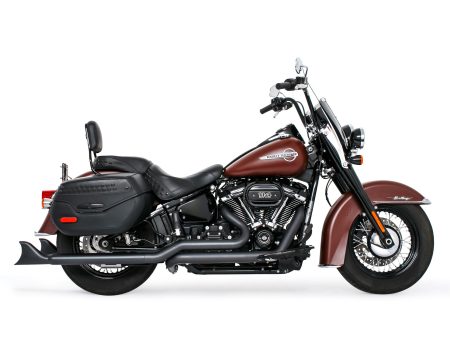 36in. True Dual SharkTail Exhaust - Black. Fits Softail 2018up. FREEDOM PERFORMANCE EXHAUST