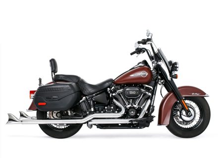 39in. True Dual SharkTail Exhaust - Chrome. Fits Softail 2018up. FREEDOM PERFORMANCE EXHAUST
