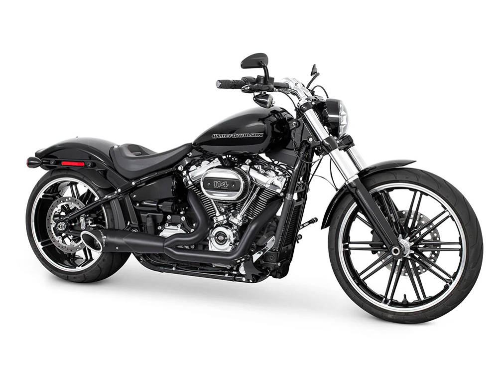Turnout 2-into-1 Exhaust with Black Finish & Black End Cap. Fits Softail 2018up FREEDOM PERFORMANCE EXHAUST - Image 3
