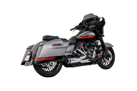 American Outlaw Shorty 2-into-1 Exhaust - Chrome with Black End Cap. Fits Touring 2017up. FREEDOM PERFORMANCE EXHAUST