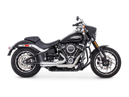 American Outlaw Shorty 2-into-1 Exhaust - Chrome with Chrome End Cap. Fits Softail 2018up. FREEDOM PERFORMANCE EXHAUST