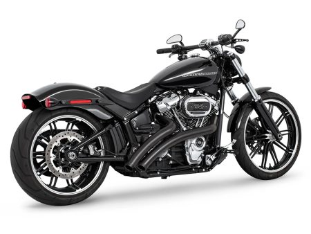 Radical Ground Pounder Exhaust - Black with Black Straight Cut End Caps. Fits Softail 2018up FREEDOM PERFORMANCE EXHAUST
