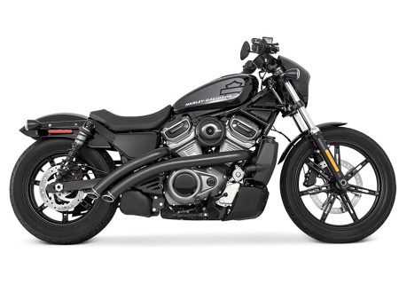 Radical Radius Exhaust - Black with Black End Caps. Fits Nightster 975 2022up. FREEDOM PERFORMANCE EXHAUST